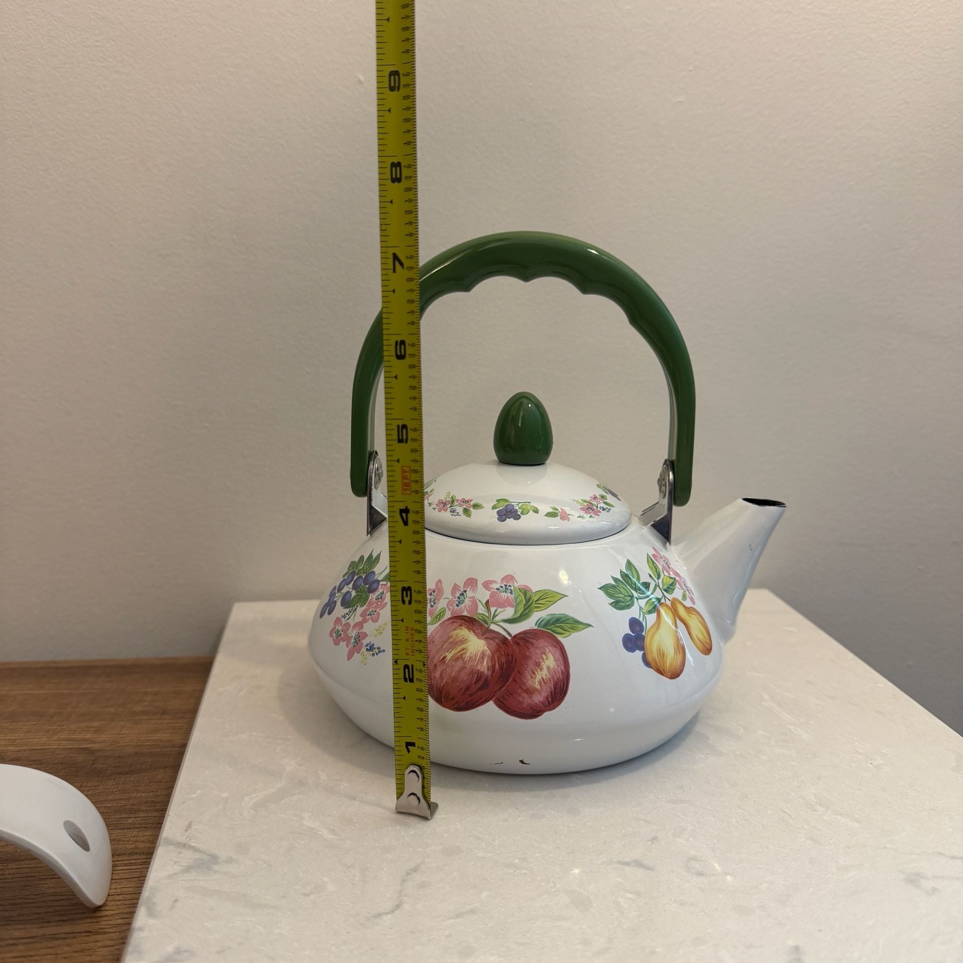 Reston Lloyd Eurita Fruit Enamel Tea Kettle + Spoon Rest Vintage Cottagecore 11