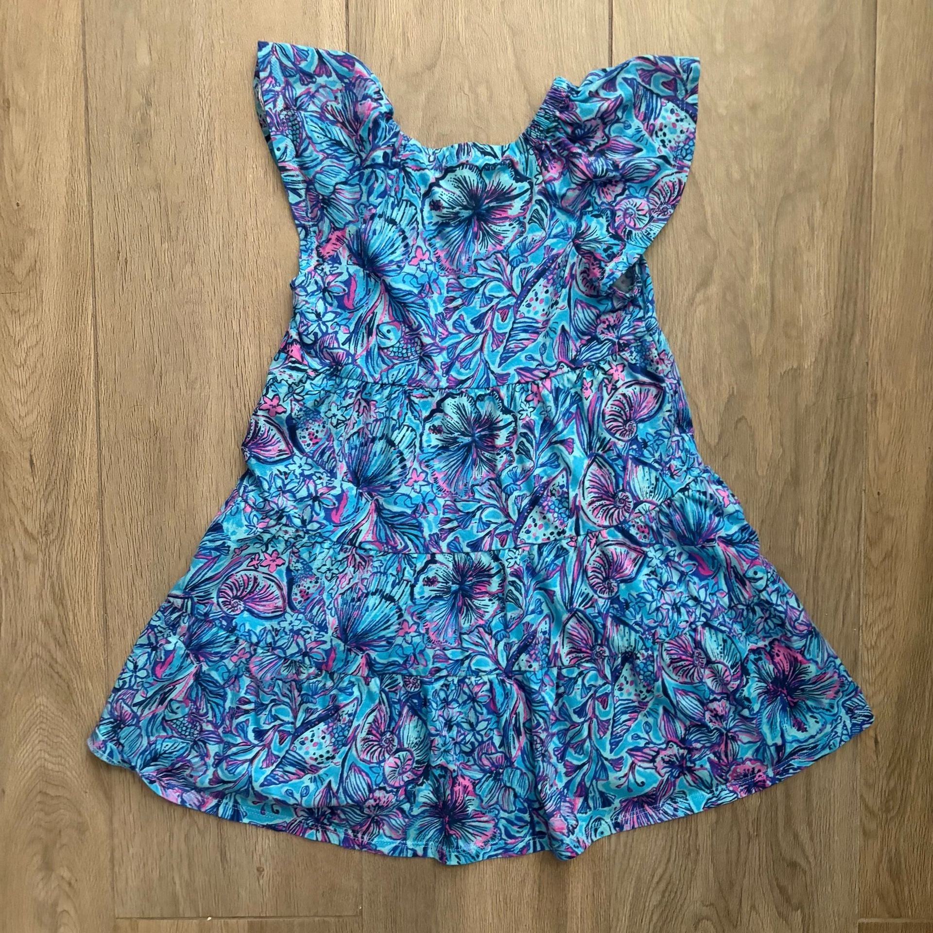 Lilly Pulitzer Girls Kawai Flutter Sleeve Dress Size S 4