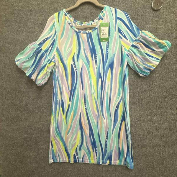 Lilly Pulitzer Shore Perfection Lindell Dress Multi Shore Perfection Balloon Sleeve Size S