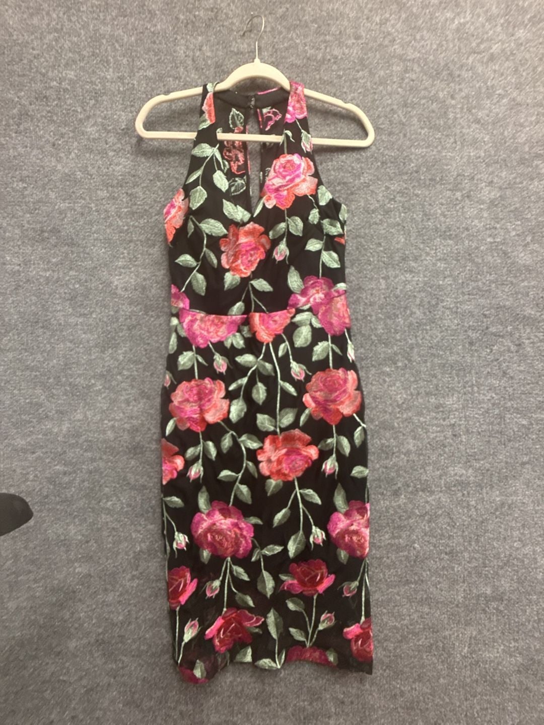 Siena Floral Embroidered Mesh Halter Midi Sheath Dress 2