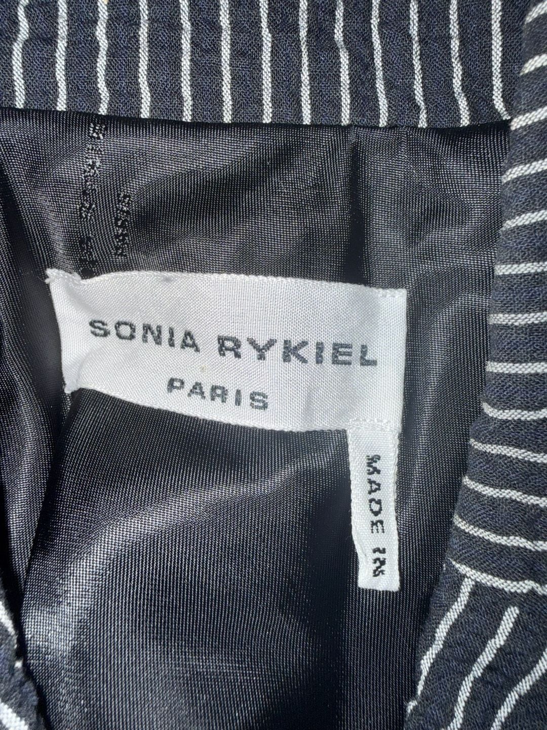 Vintage Sonia Rykiel Paris Black and White Pinstripe Double Breasted Blazer Jacket 7