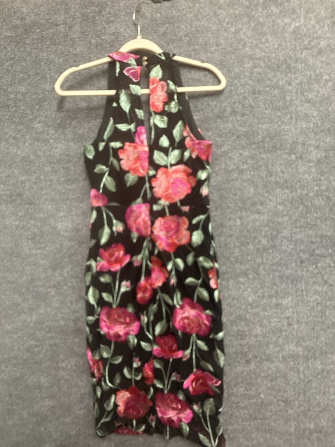 Siena Floral Embroidered Mesh Halter Midi Sheath Dress 4