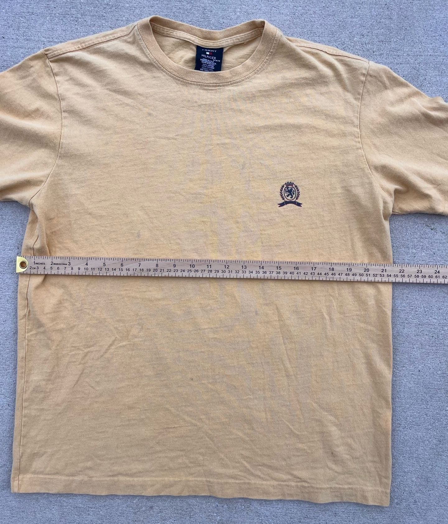 Vintage 90’s Tommy Hilfiger Embroidered Mustard Yellow T-Shirt Made in USA( M) 6