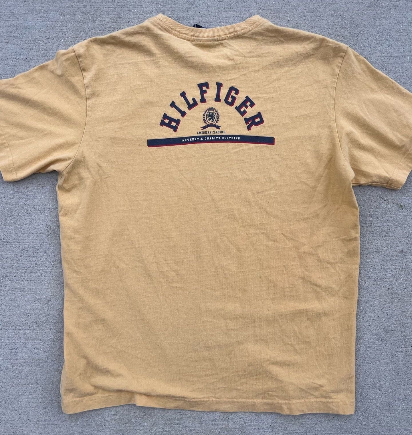 Vintage 90’s Tommy Hilfiger Embroidered Mustard Yellow T-Shirt Made in USA( M) 8