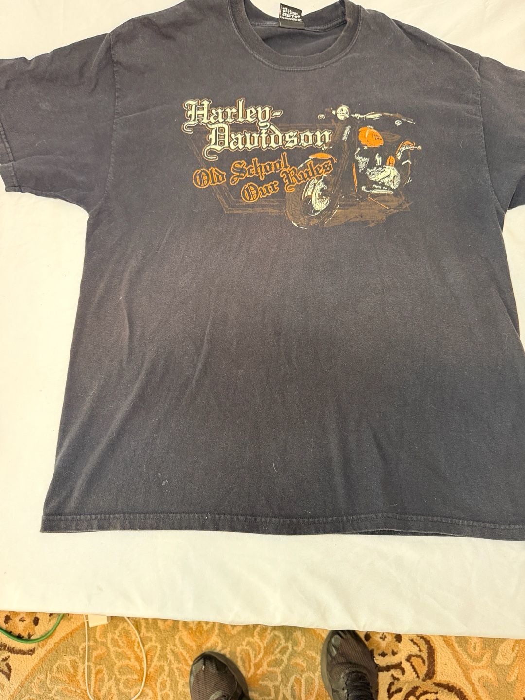 Vintage Harley Davidson Double Sided Graphic T-Shirt Old School Our Rules 2