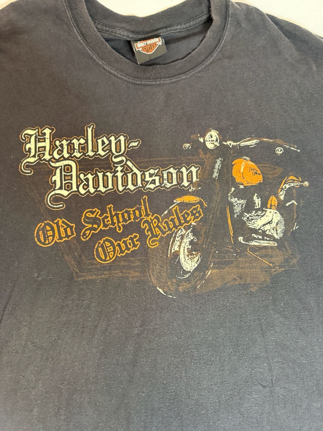 Vintage Harley Davidson Double Sided Graphic T-Shirt Old School Our Rules 5