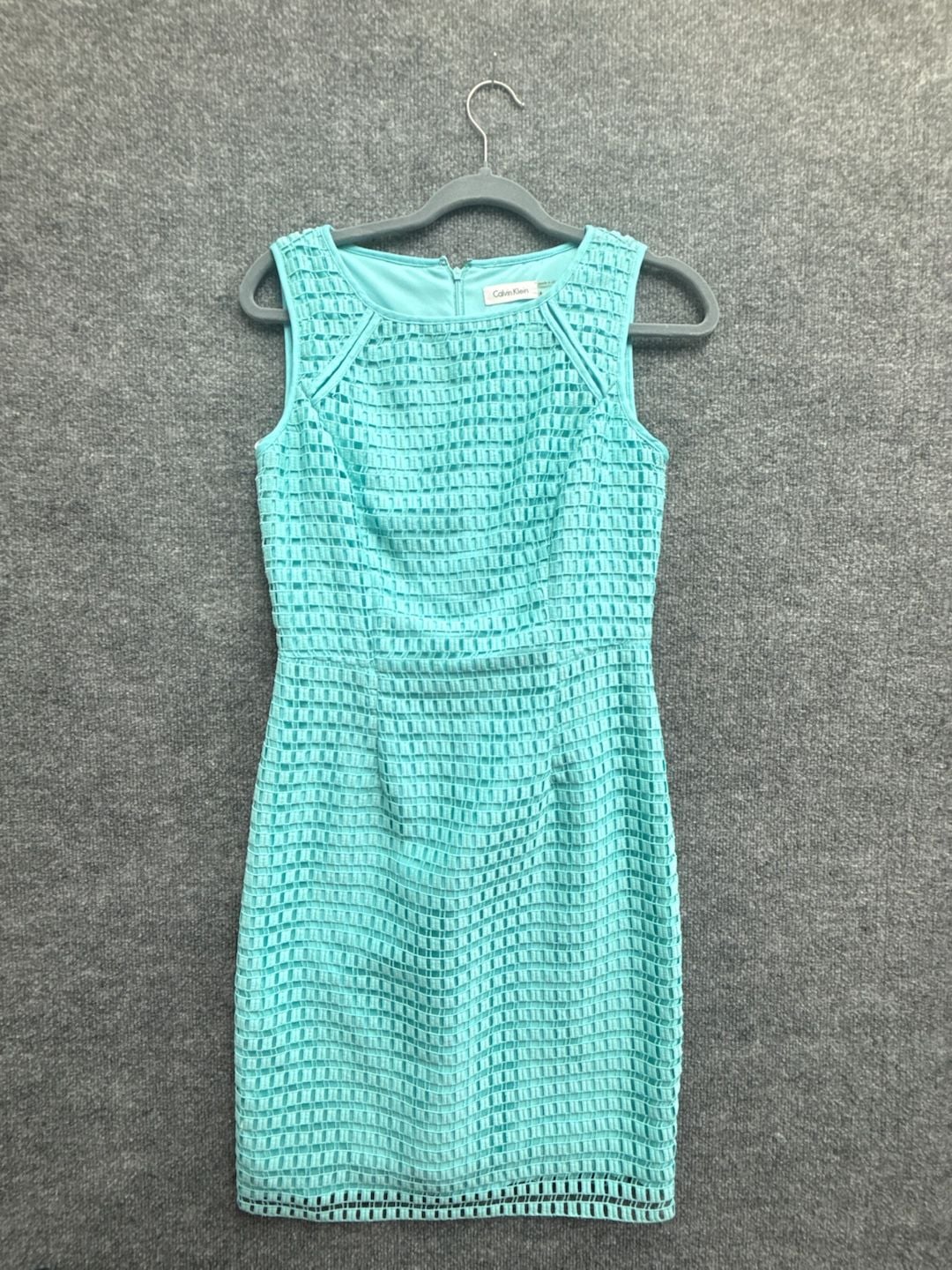Calvin Klein Teal Blue Sleeveless Cutout Sheath Dress Size 4 2