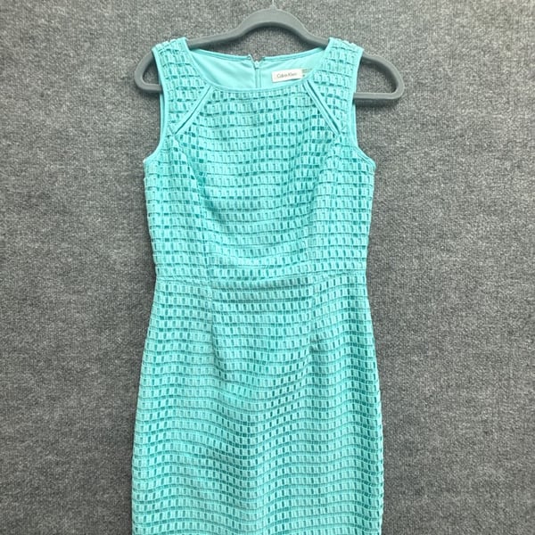 Calvin Klein Teal Blue Sleeveless Cutout Sheath Dress Size 4