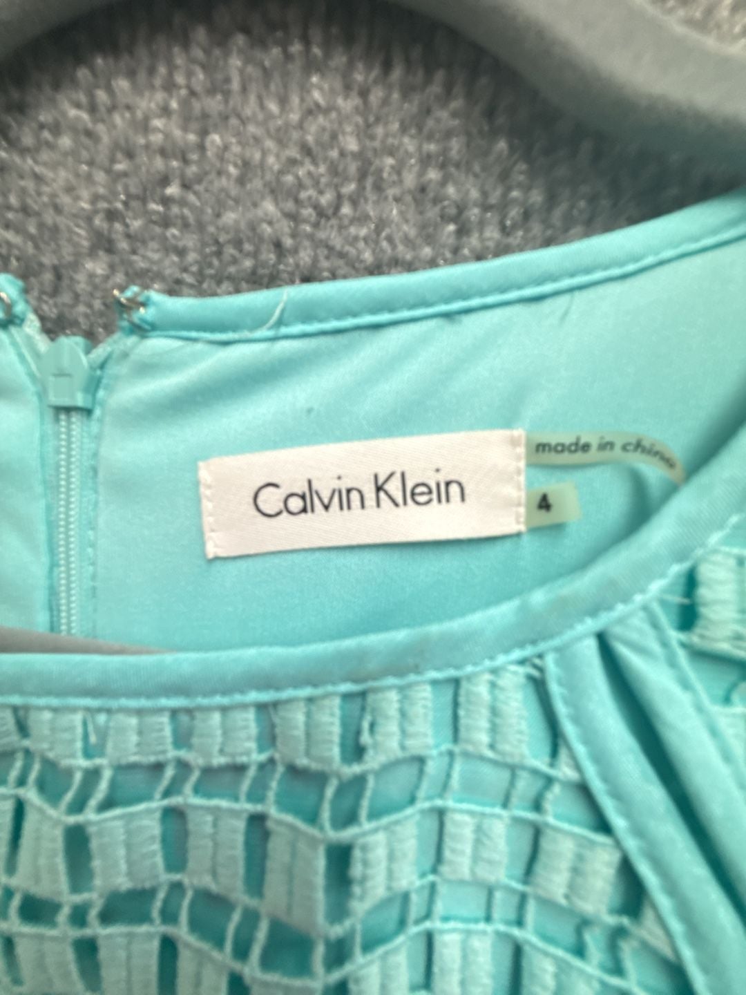 Calvin Klein Teal Blue Sleeveless Cutout Sheath Dress Size 4 3