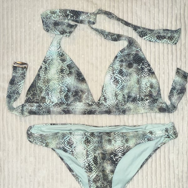 Victoria's Secret Snakeskin Aqua Halter Bikini Set