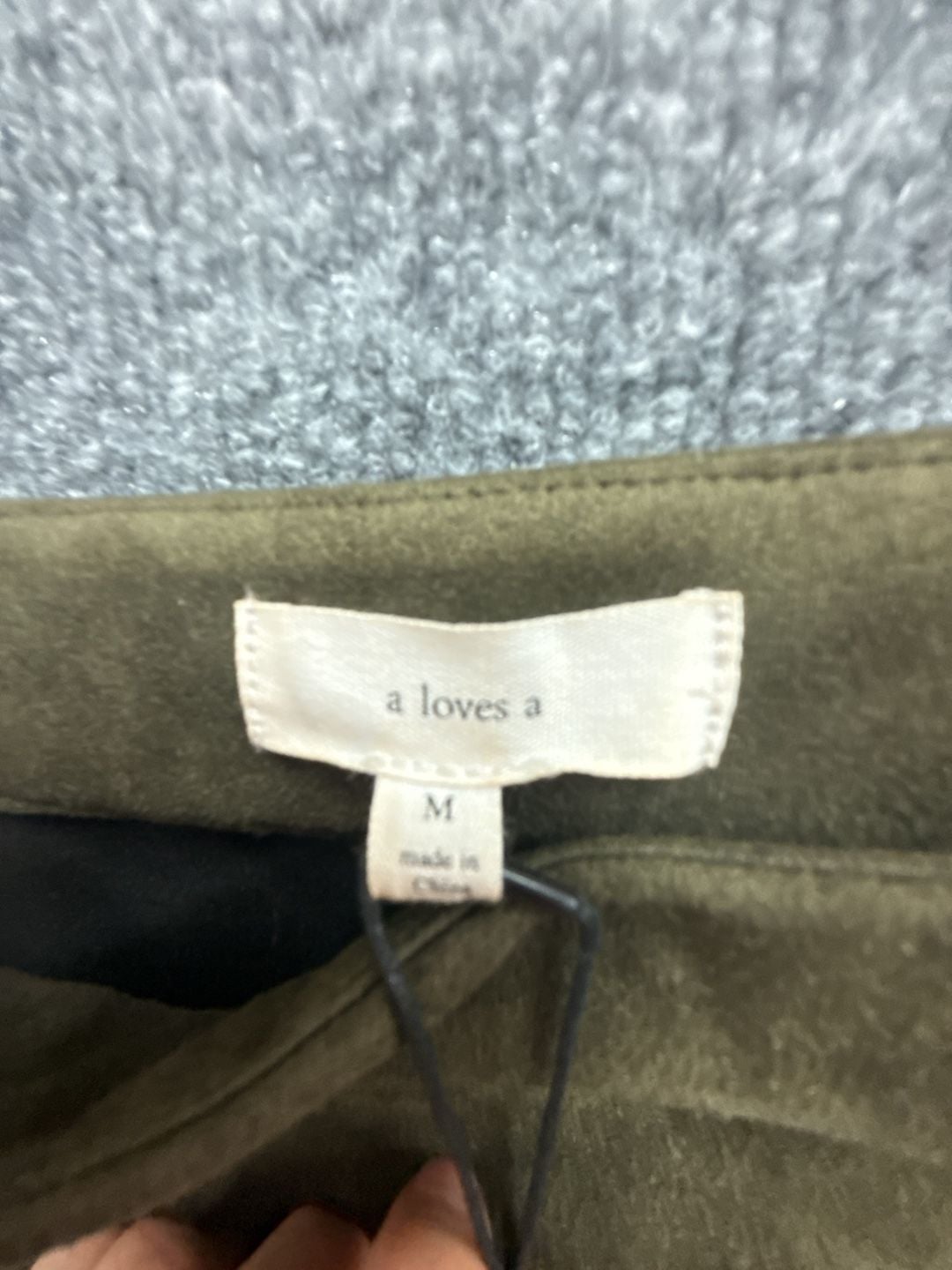 a loves a Olive Green Faux Suede Ruffle Hem Mini Skirt Size M 4