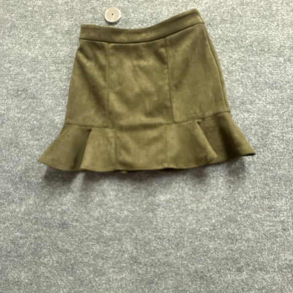 a loves a Olive Green Faux Suede Ruffle Hem Mini Skirt Size M