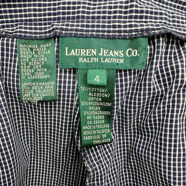 Lauren Jeans Co Ralph Lauren Blue Gingham Plaid Pants Size 4
