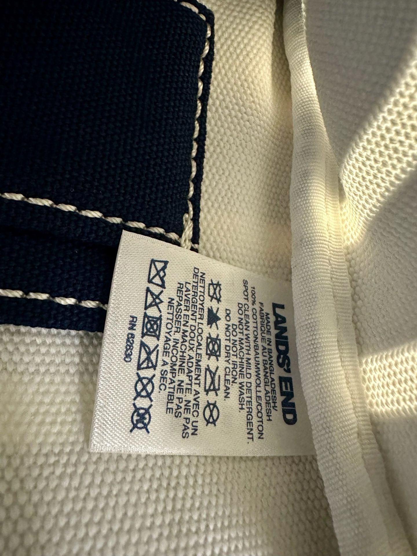 Lands' End Blue and White Striped Canvas Wristlet Clutch Cosmetic Pouch 6
