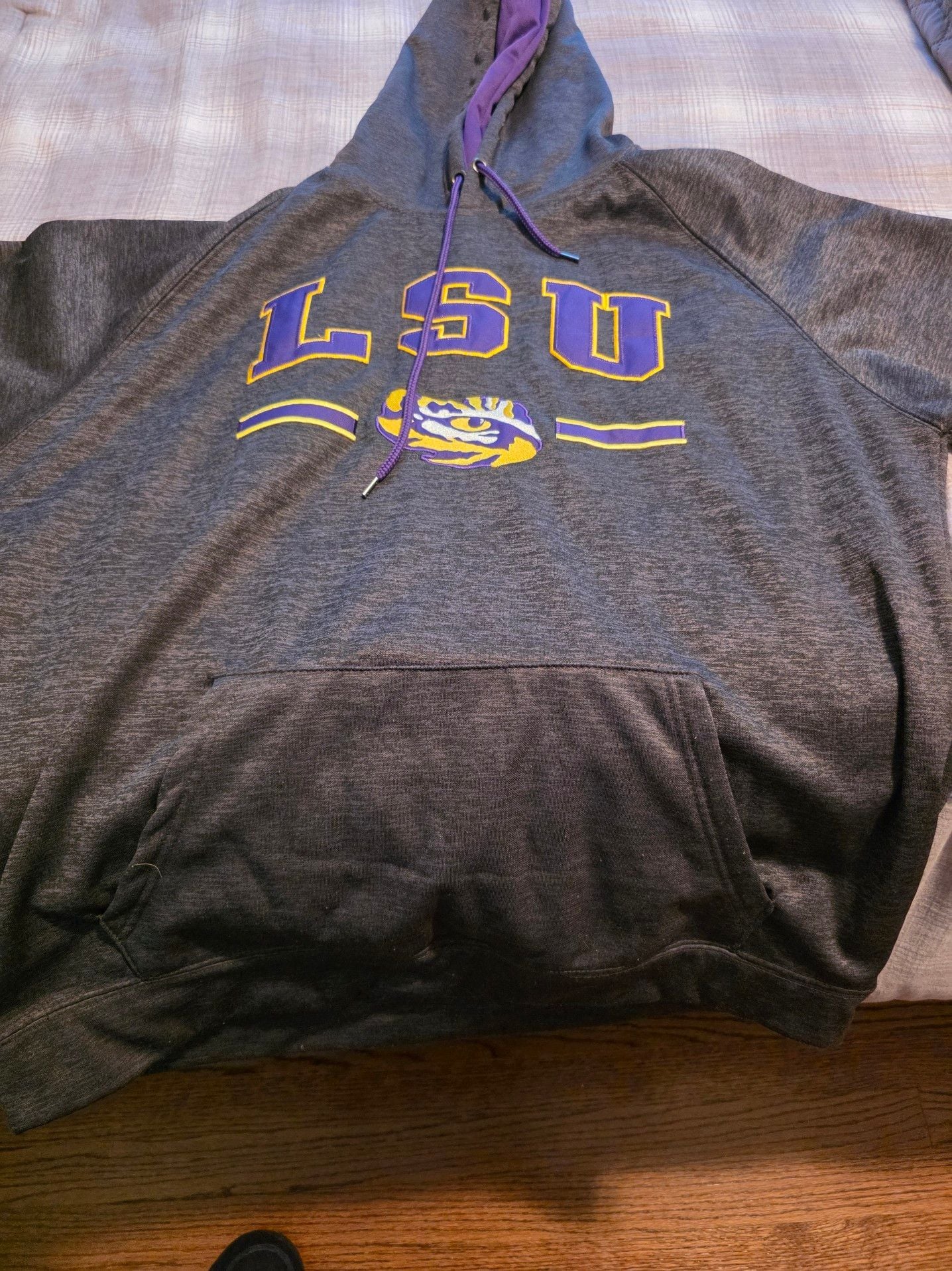 LSU Tigers Colosseum Charcoal Gray Hoodie Sweatshirt Size Medium 2