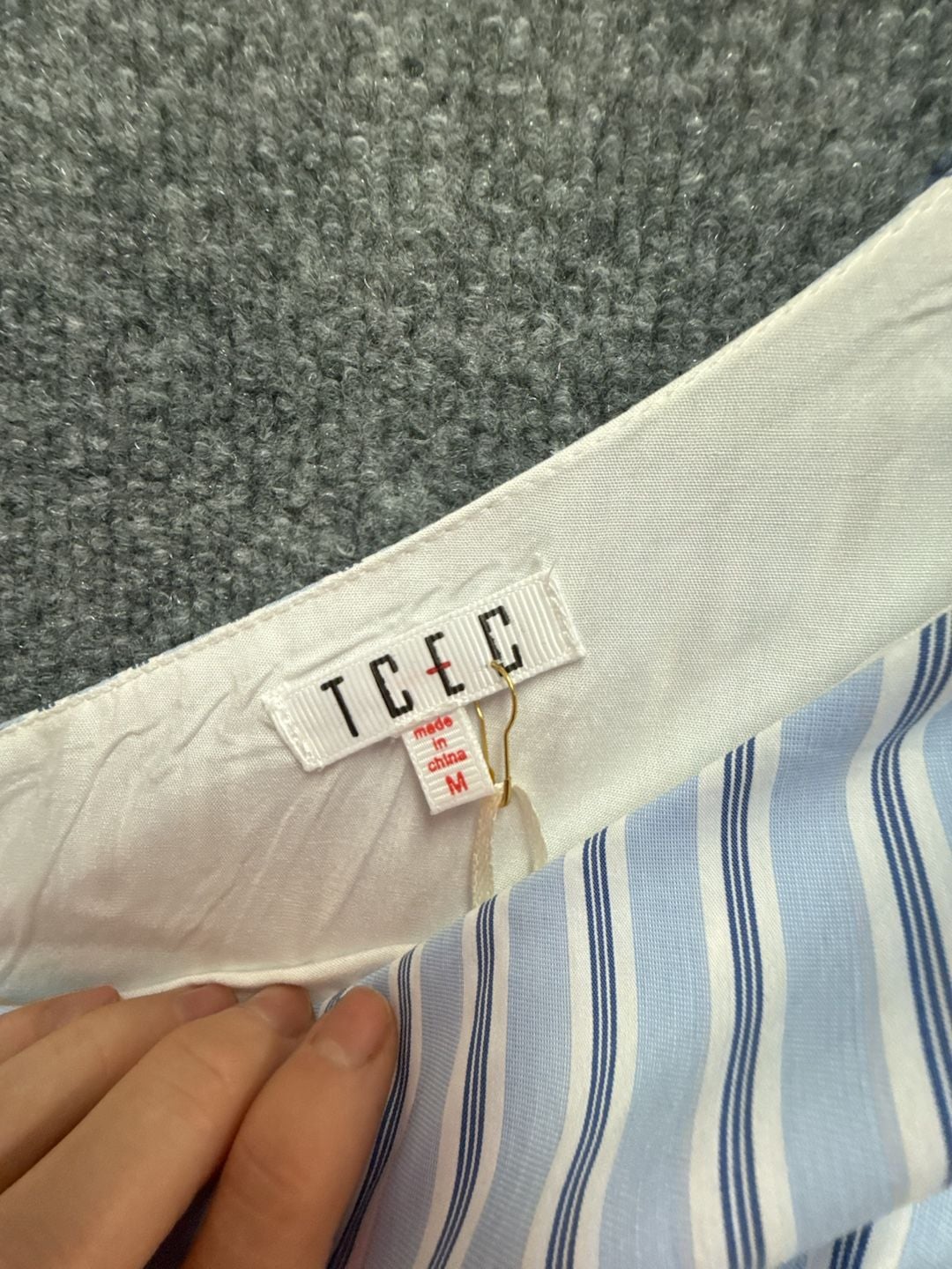 TCEC Women's Blue Striped One-Shoulder Dress with Bow Detail Size M 3