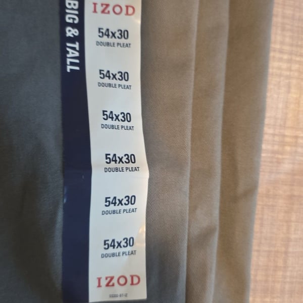 IZOD SportFlex Flat Front Pants 54x30 Big & Tall Gray