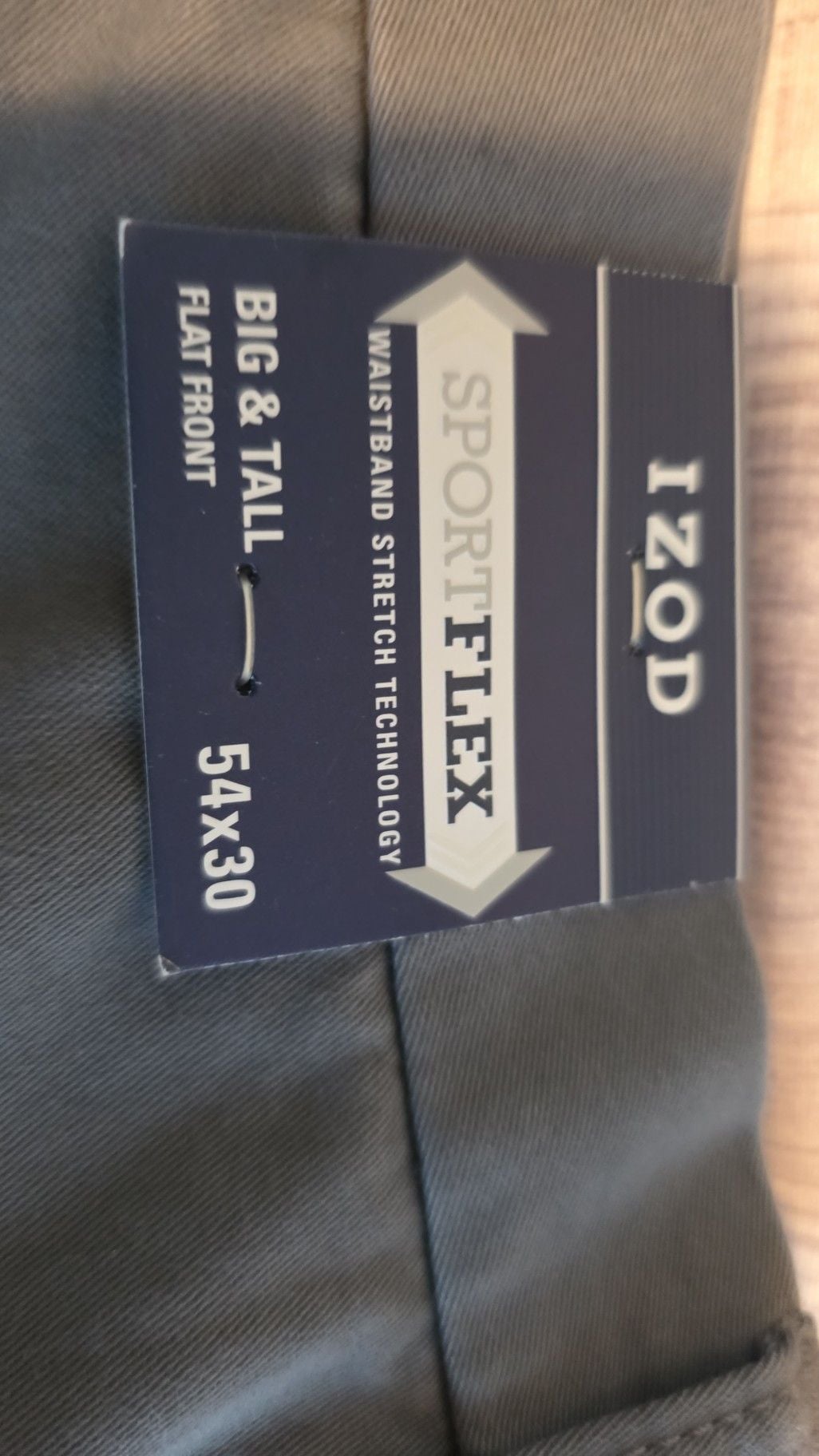 IZOD SportFlex Flat Front Pants 54x30 Big & Tall Gray 5