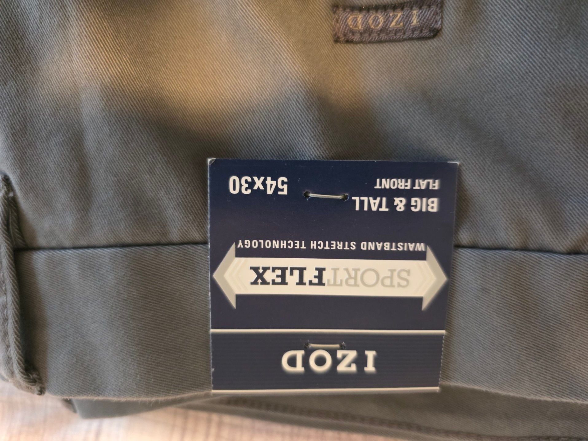 IZOD SportFlex Flat Front Pants 54x30 Big & Tall Gray 6