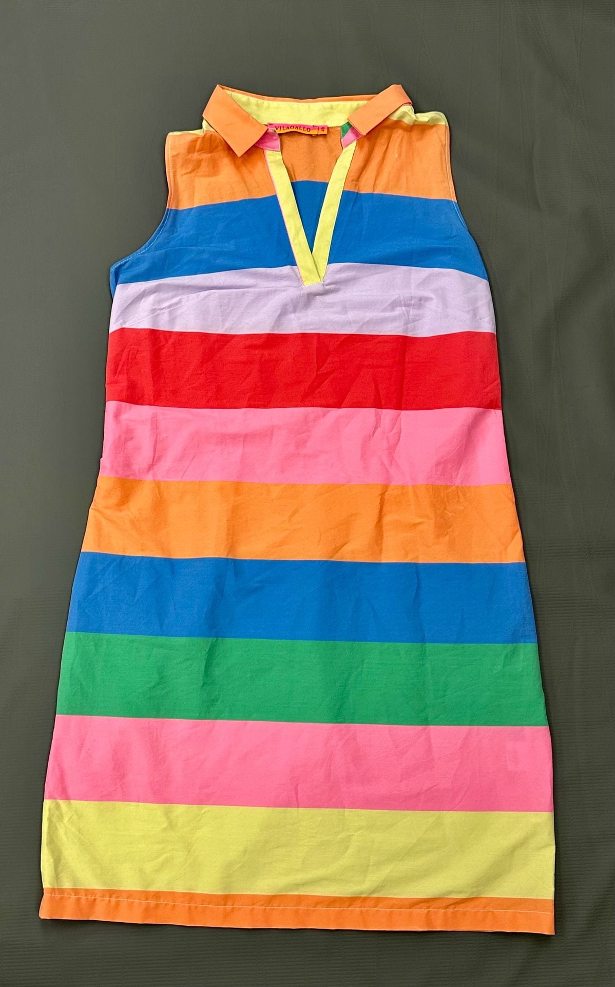 Vilagallo Multi-Color Striped Sleeveless Cotton Polo Dress 2