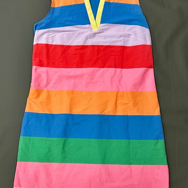 Vilagallo Multi-Color Striped Sleeveless Cotton Polo Dress