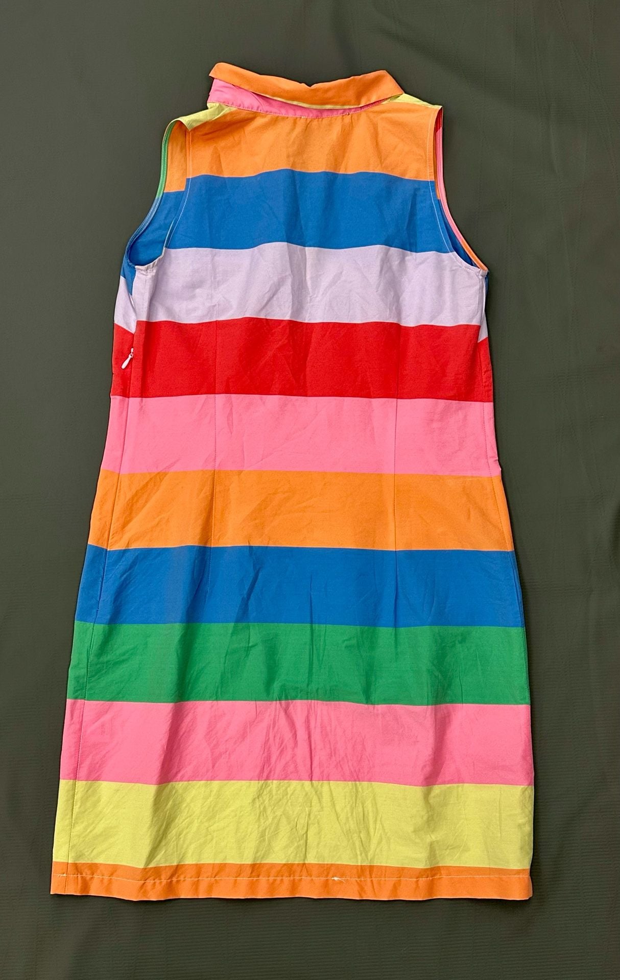 Vilagallo Multi-Color Striped Sleeveless Cotton Polo Dress 3