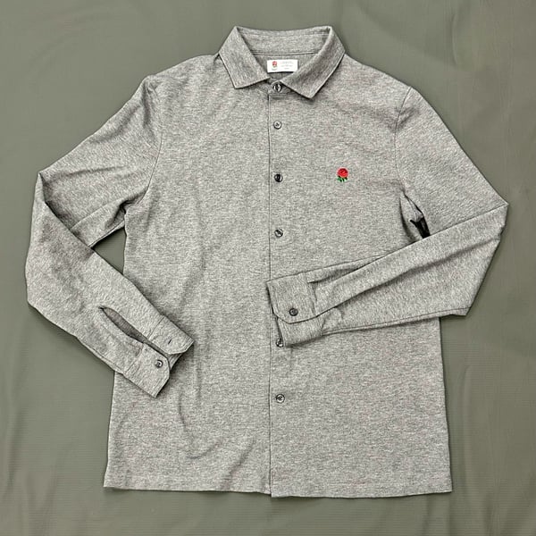 Charles Tyrwhitt England Rugby Grey Long Sleeve Knit Button Up Shirt