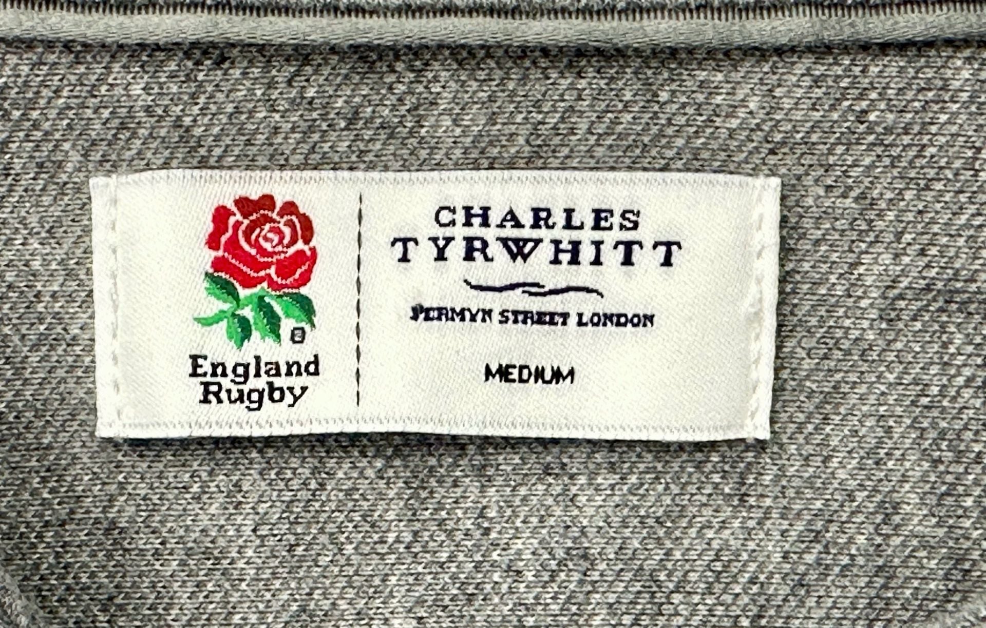 Charles Tyrwhitt England Rugby Grey Long Sleeve Knit Button Up Shirt 5