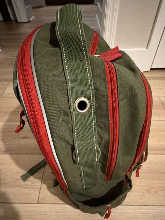 Pottery Barn Kids Riley Forest Green with Red Trim Backpack 4