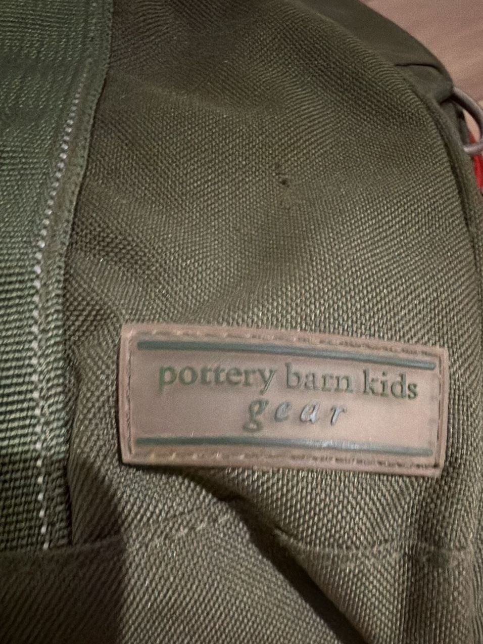 Pottery Barn Kids Riley Forest Green with Red Trim Backpack 9