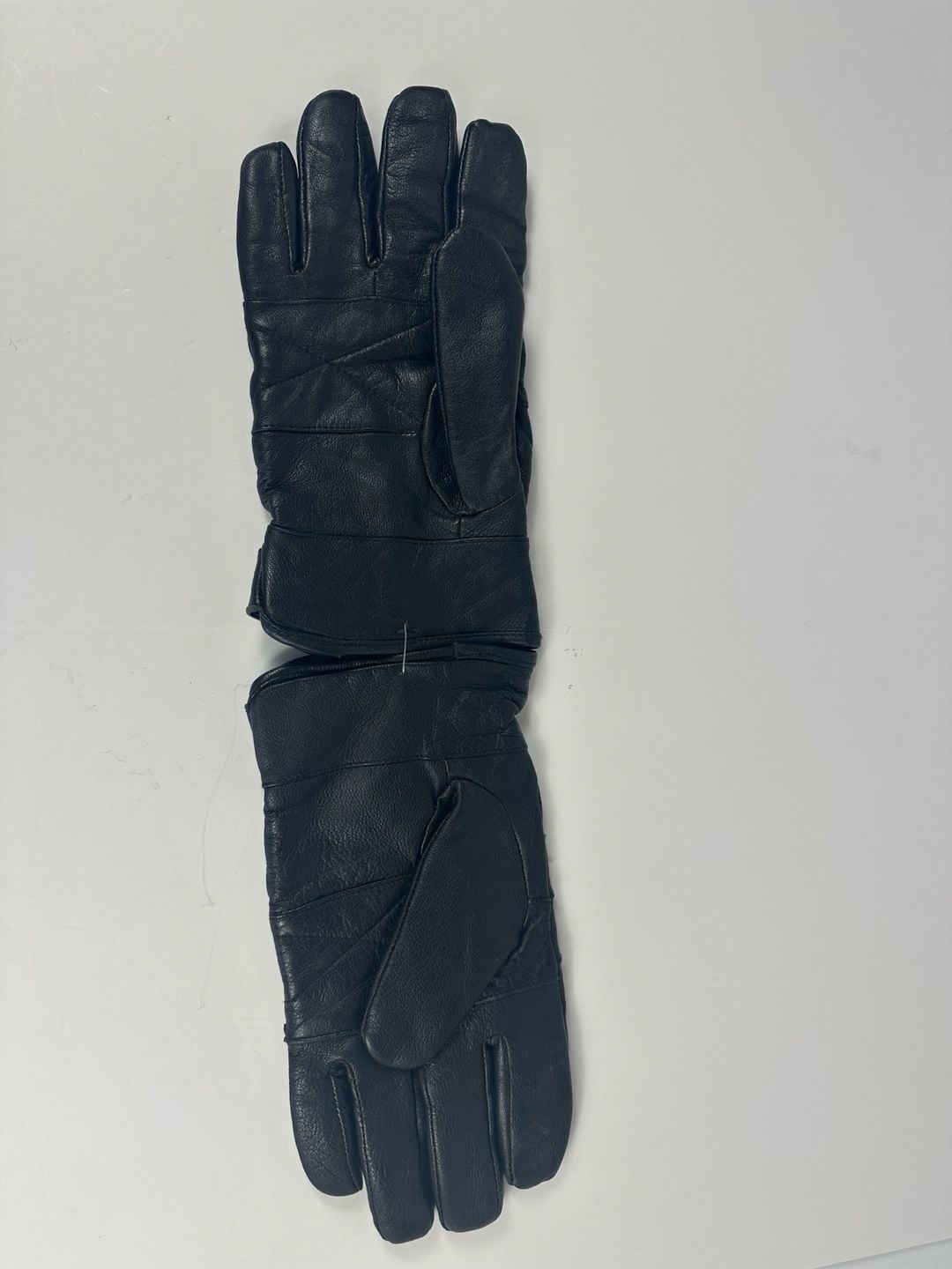 Mens Black L/XL Leather Driving Gloves Thinsulate 40g Insulated Patchwork Snap 1