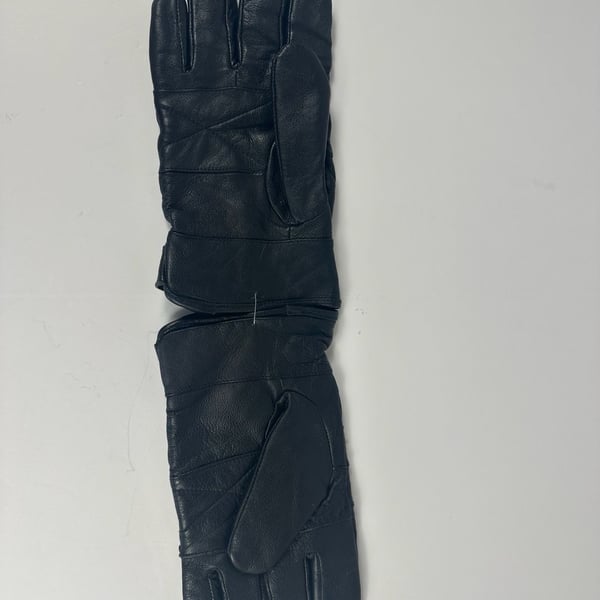 Mens Black L/XL Leather Driving Gloves Thinsulate 40g Insulated Patchwork Snap