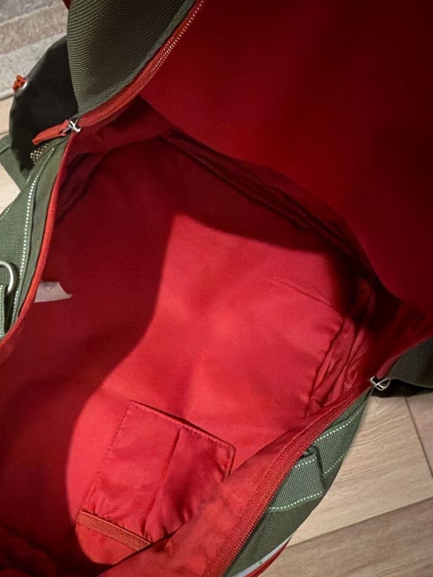 Pottery Barn Kids Riley Forest Green with Red Trim Backpack 12