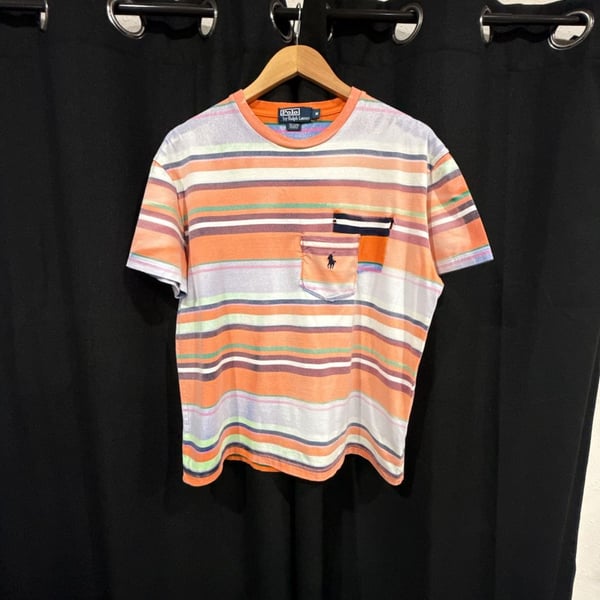Polo by Ralph Lauren Multicolor Striped Pocket T-Shirt Medium