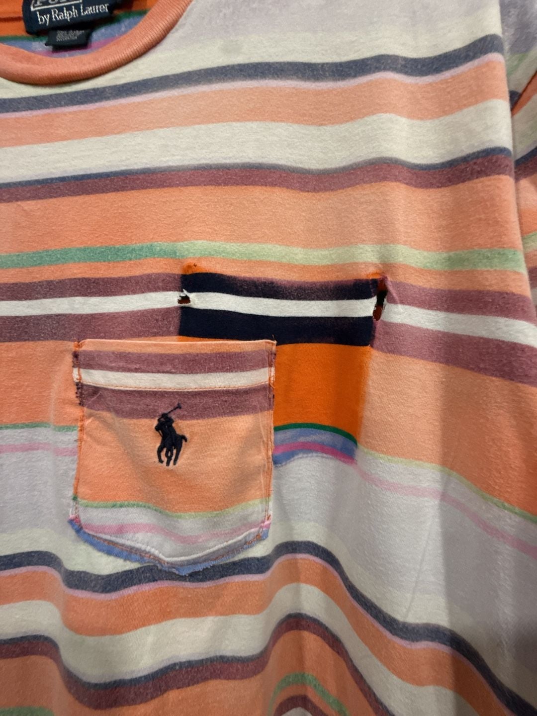 Polo by Ralph Lauren Multicolor Striped Pocket T-Shirt Medium 3