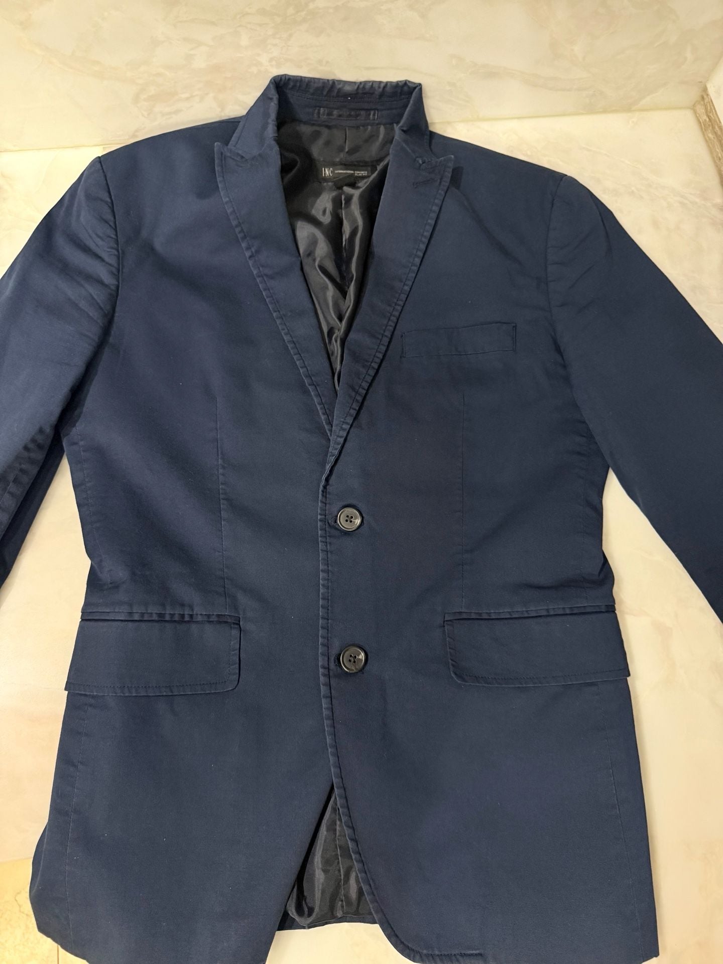 INC International Concepts Slim Fit Blue Suit Jacket Blazer and Pants Set 4