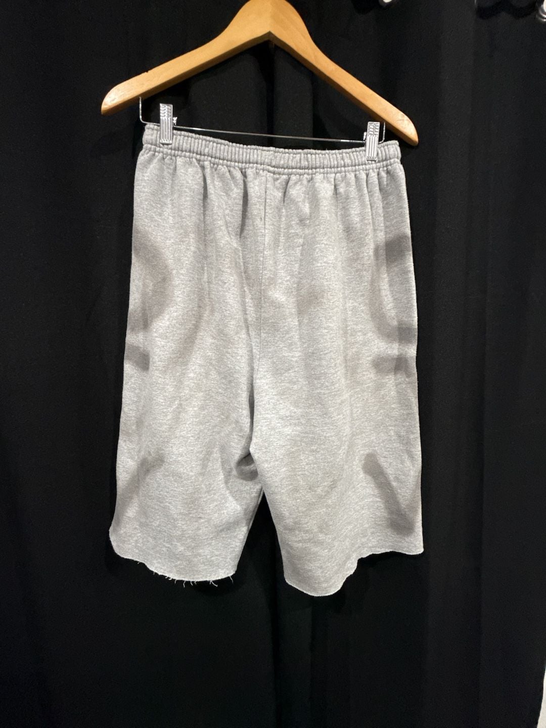 Champion Gray Sweat Shorts with Custom Green and Yellow Lettering and Raw Hem 3