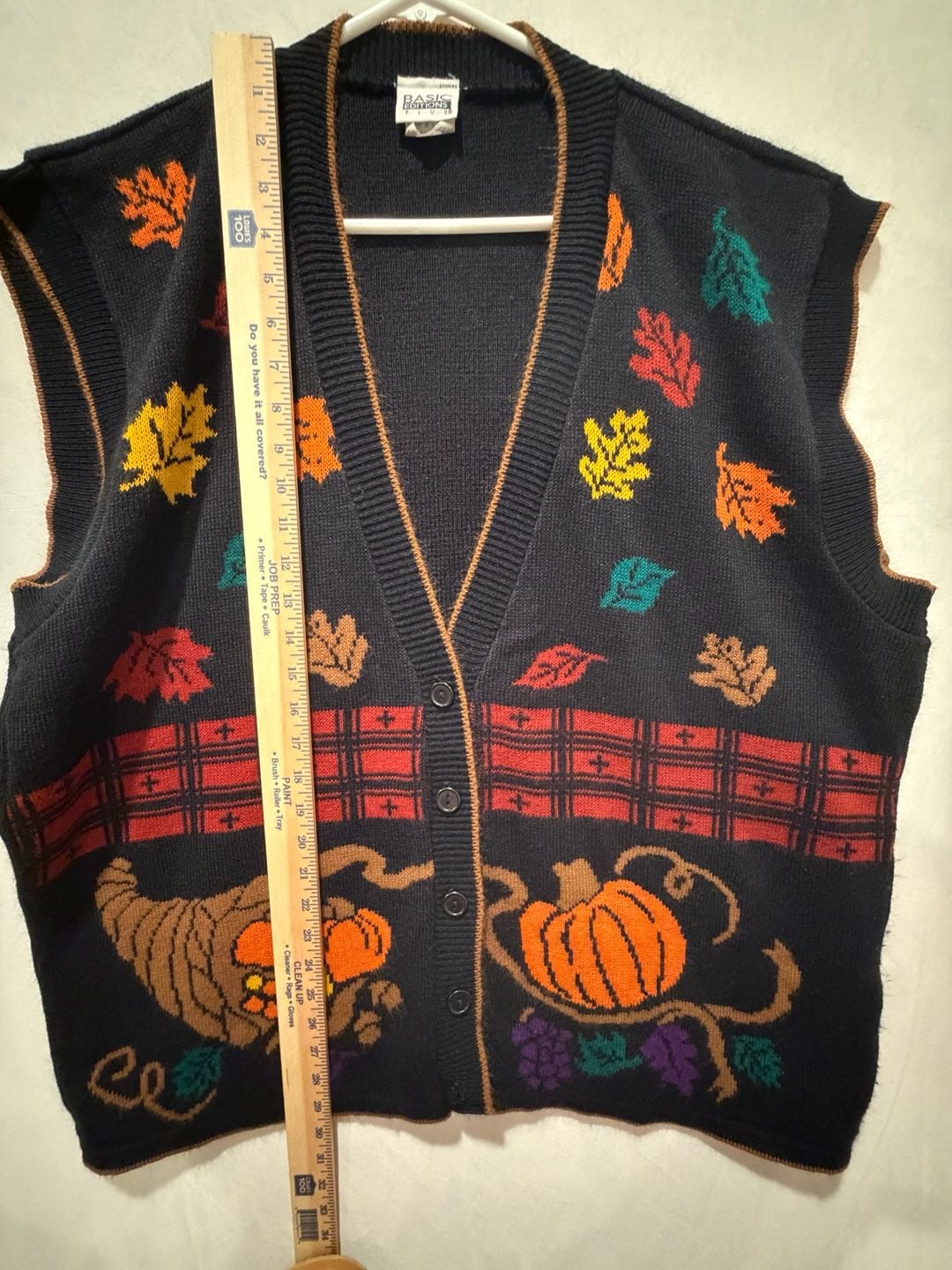 Basic Editions Plus Vintage Autumn Fall Thanksgiving Sweater Vest 2X 8