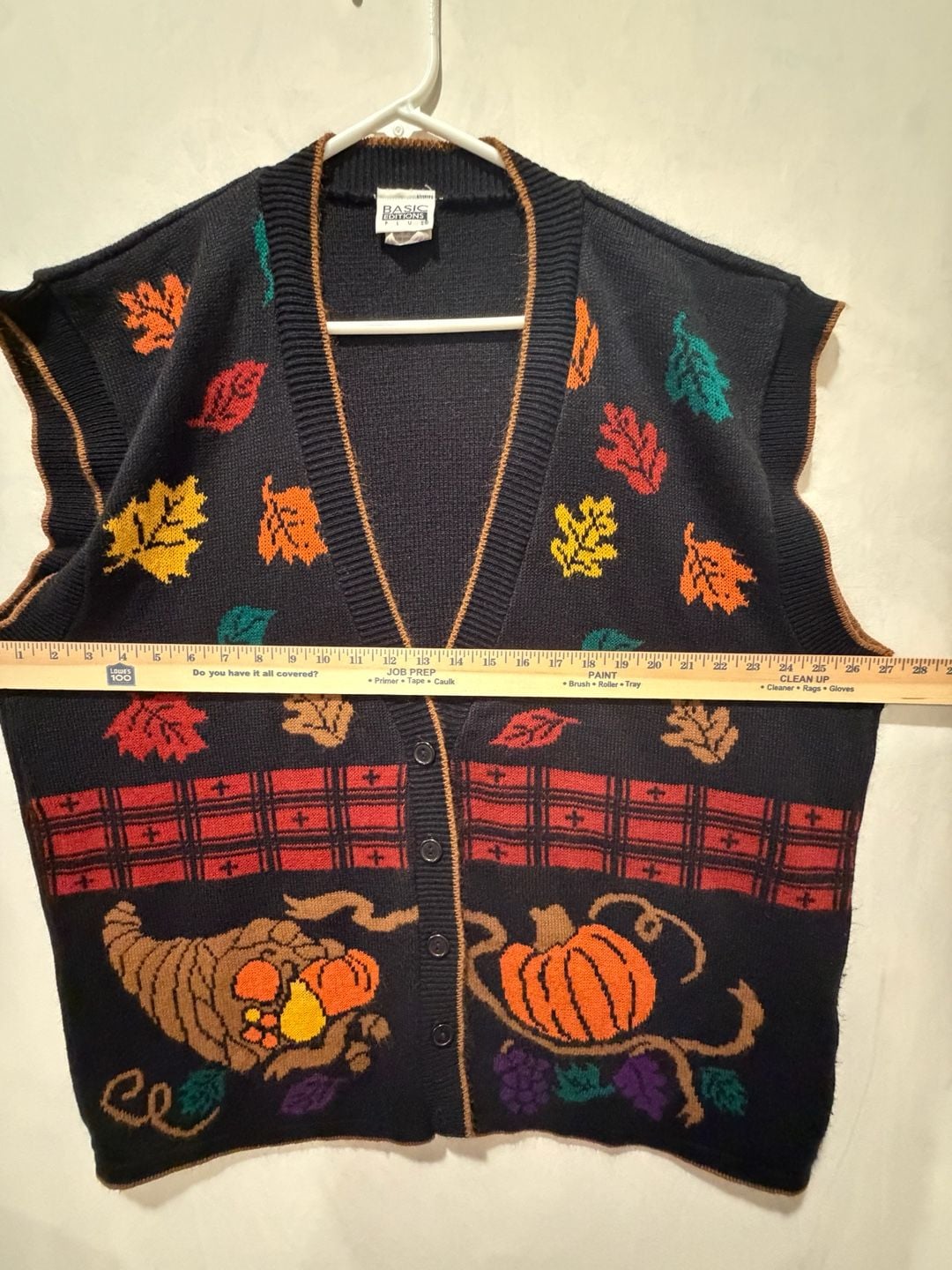 Basic Editions Plus Vintage Autumn Fall Thanksgiving Sweater Vest 2X 9