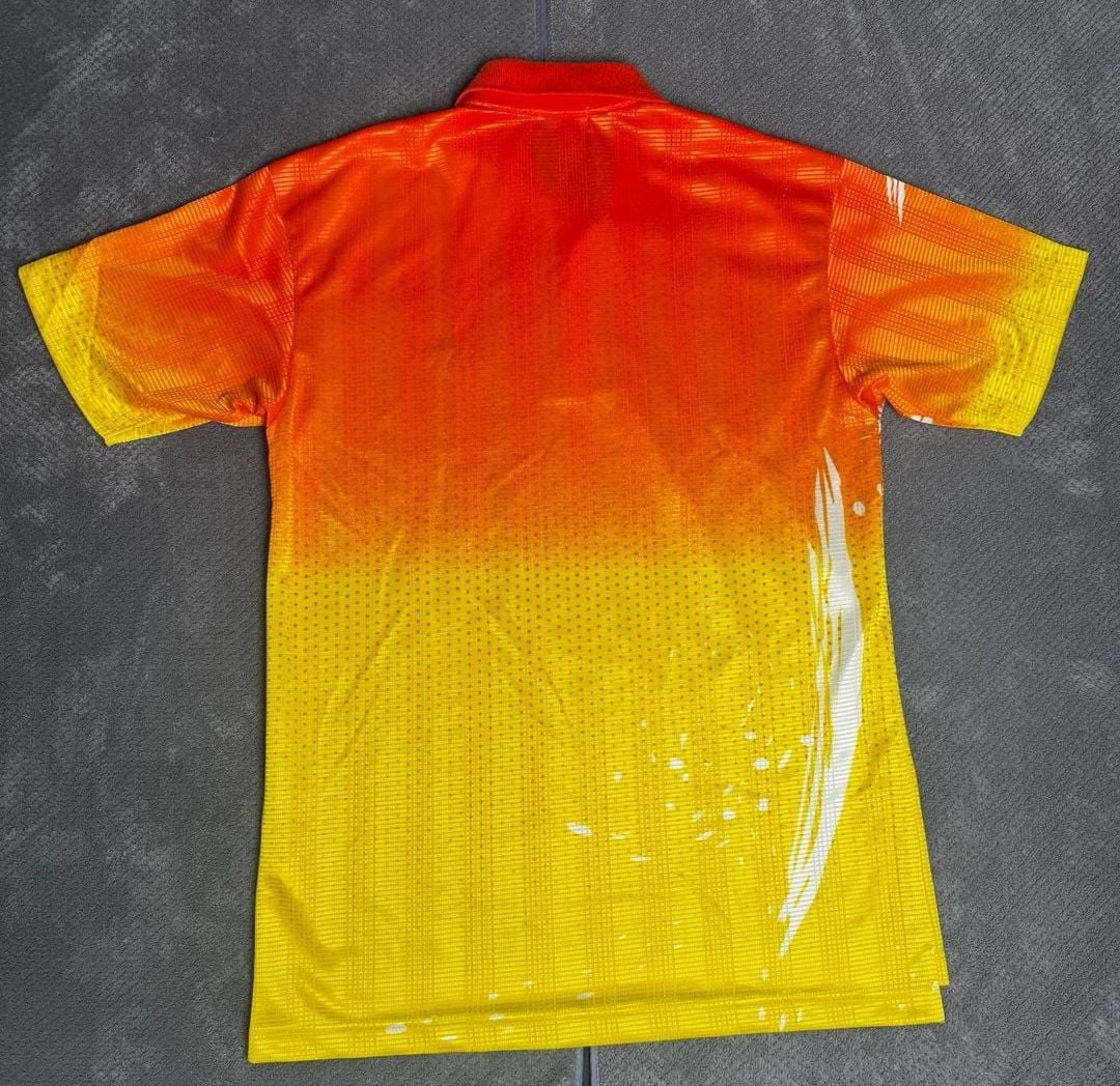 Yonex Vintage Fullprint Abstract Badminton Polo Shirt Red Yellow Size L 1221 5