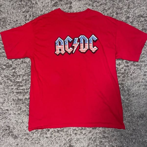 AC/DC Red American Flag Logo Graphic T-Shirt Size XL
