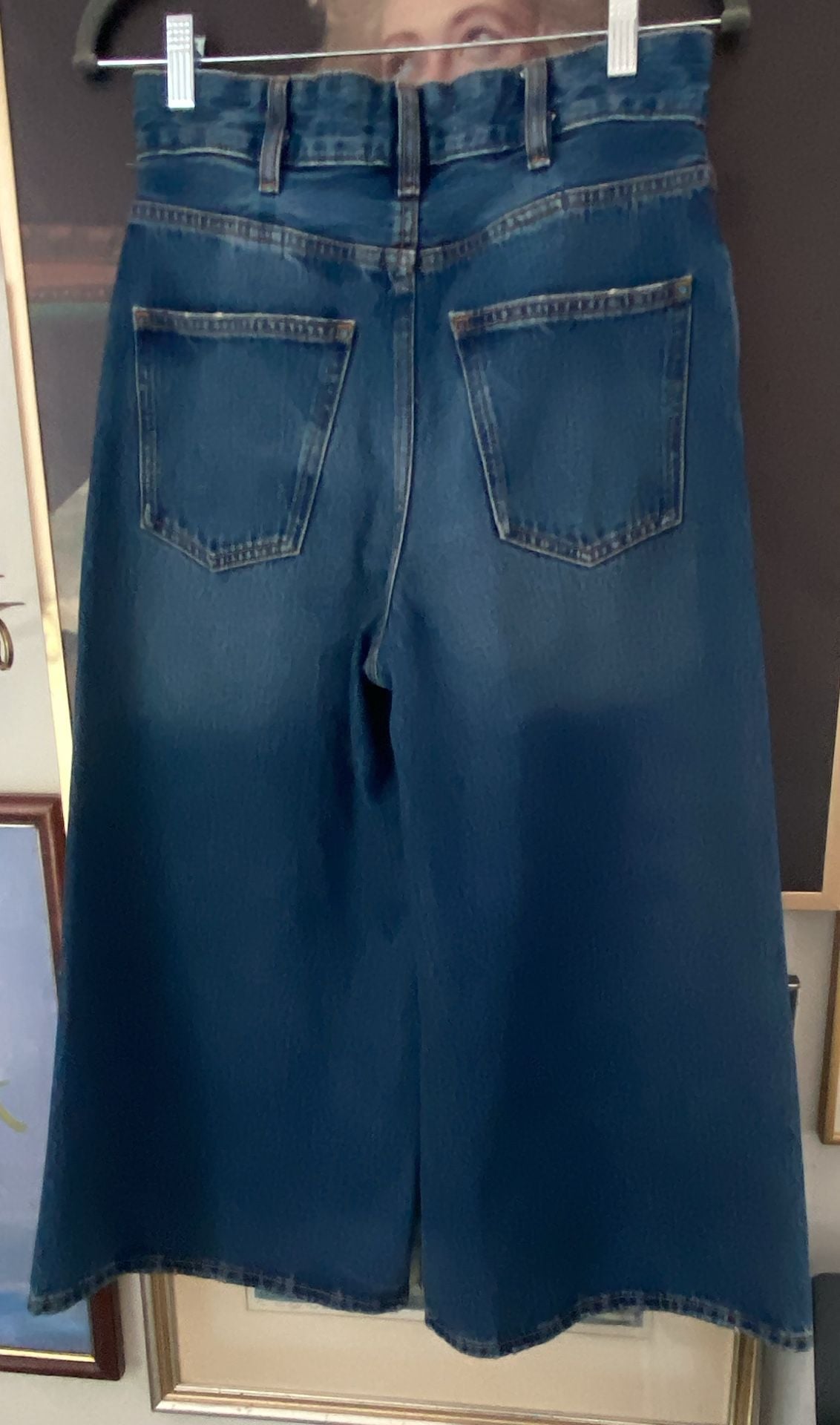 Zara High Rise Dark Wash Wide Leg Jeans 4