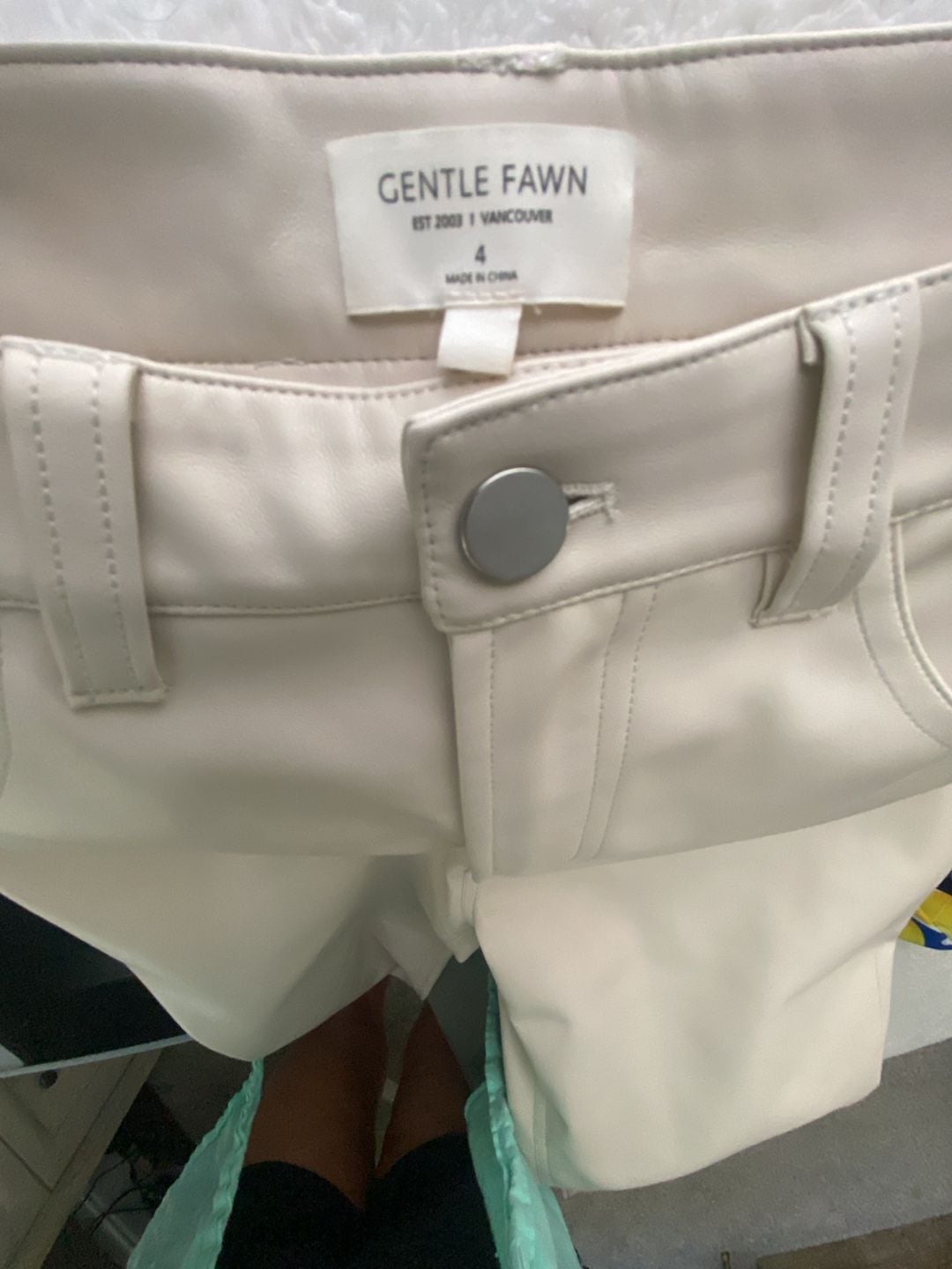 Gentle Fawn Cream Faux Leather Pants Size 4 2