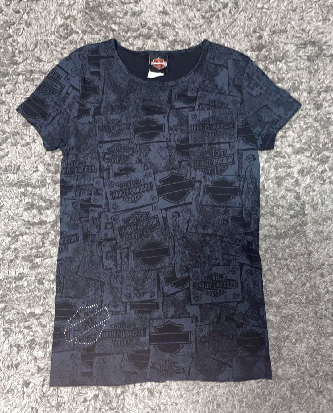 Harley Davidson Women's All Over Print Graphic T-Shirt Black Size Large 2