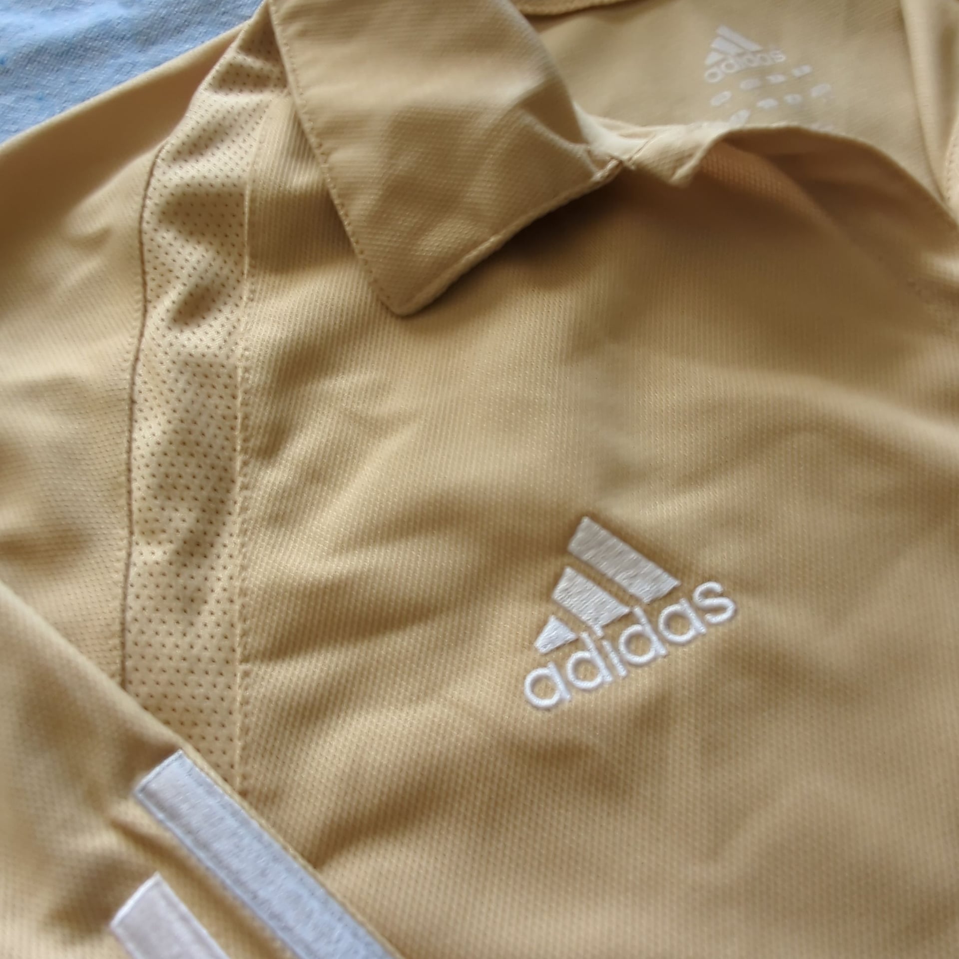 Adidas Women's Climacool Short Sleeve Polo Shirt Beige Gold Men's Size L 3