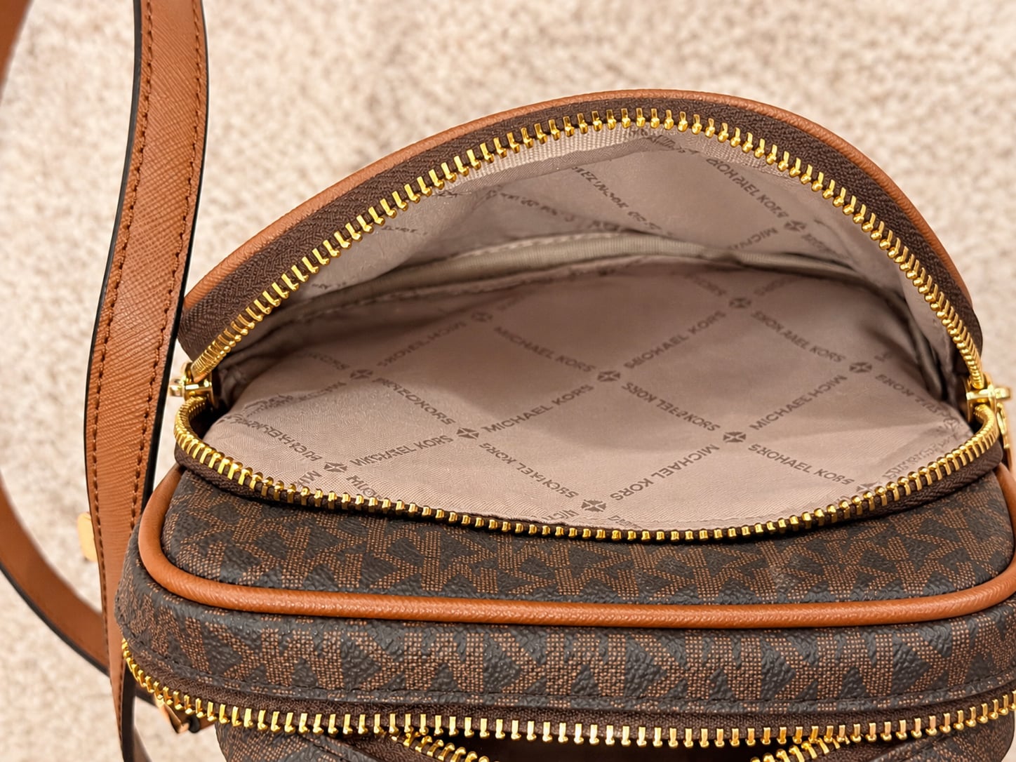 Michael Kors Jet Set Travel Medium Logo Crossbody Bag Brown 4
