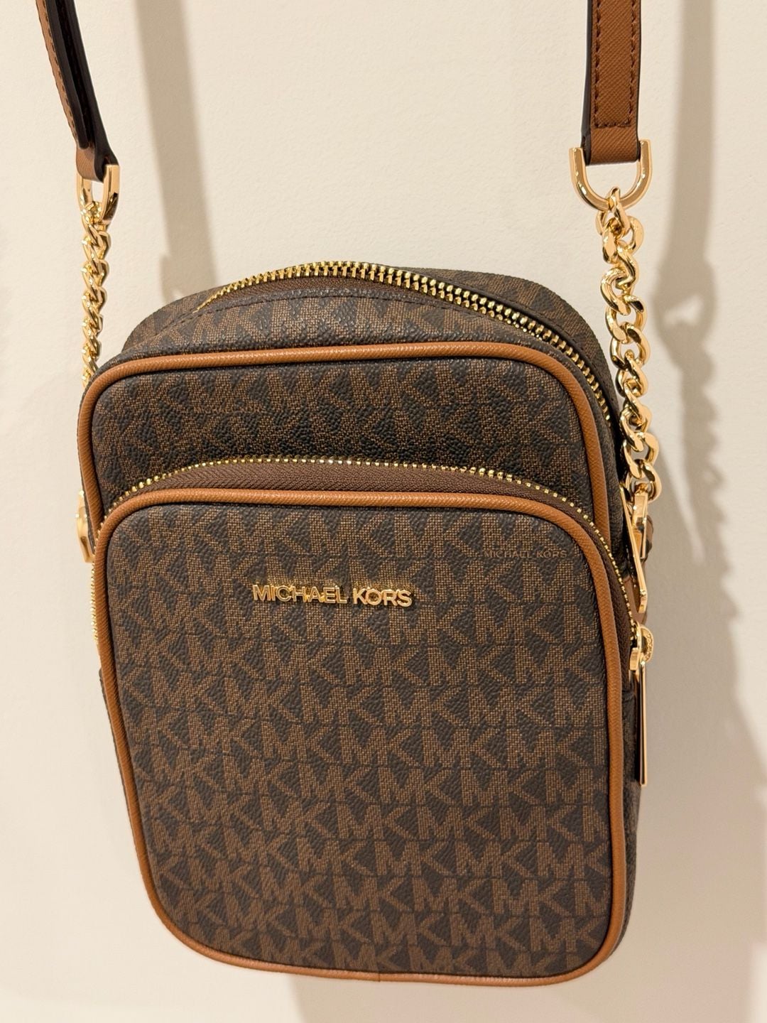 Michael Kors Jet Set Travel Medium Logo Crossbody Bag Brown 8