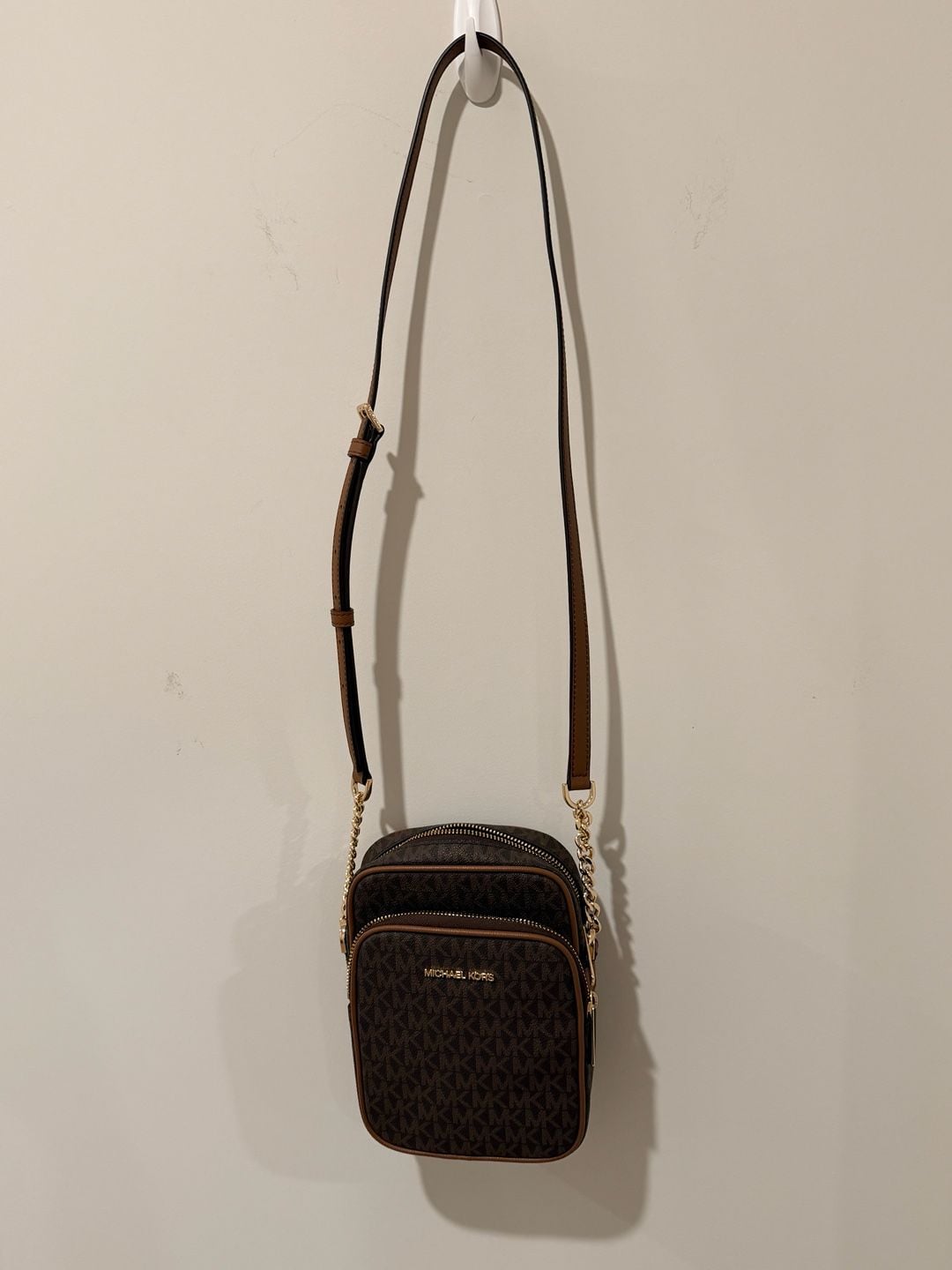 Michael Kors Jet Set Travel Medium Logo Crossbody Bag Brown 9