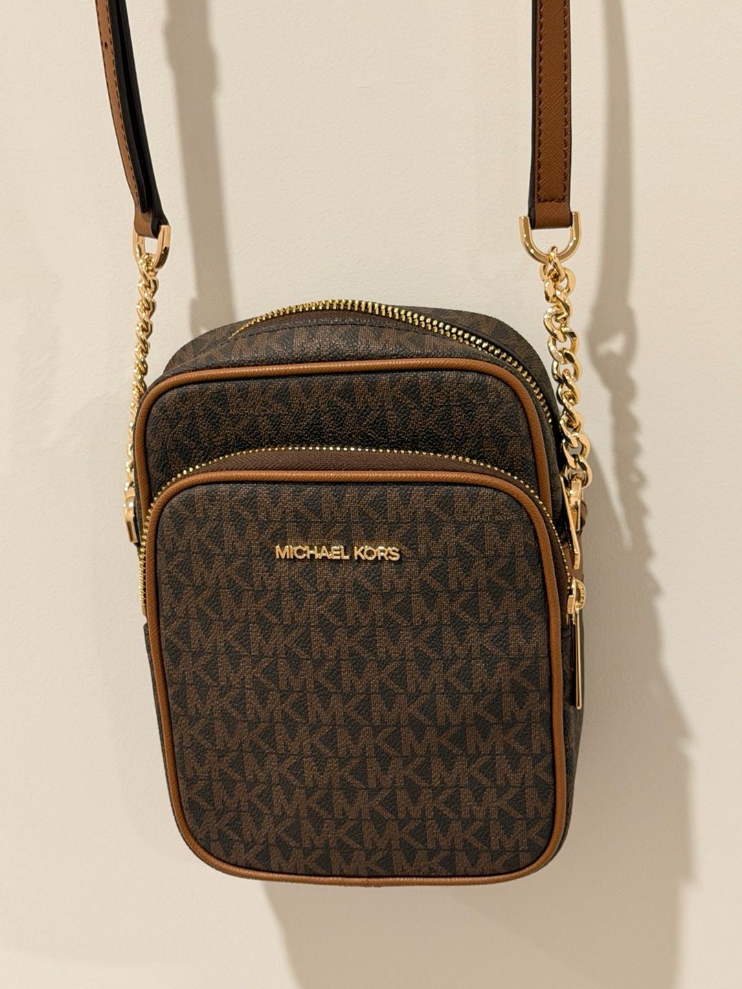 Michael Kors Jet Set Travel Medium Logo Crossbody Bag Brown 10