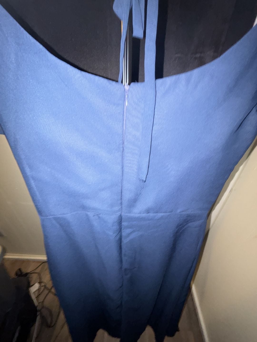 Junior Bridesmaid Dress Navy Blue Square Neck Flutter Sleeve Maxi Dress with Tie Back 7